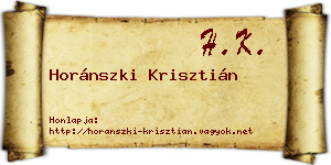 Horánszki Krisztián névjegykártya